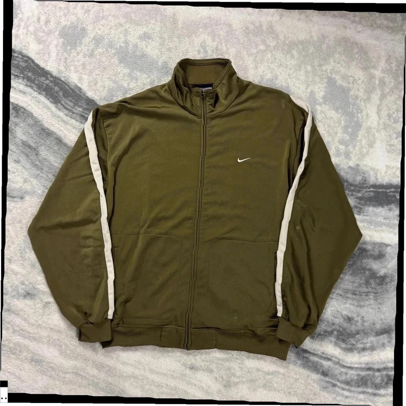 Vintage Nike Athletic 2000's Y2K Olive Green Track Jacket Size Medium image 6