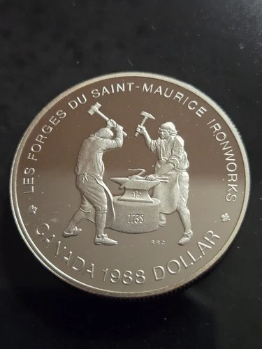 1988 CANADIAN SILVER PROOF DOLLAR Maurice  Ironworks