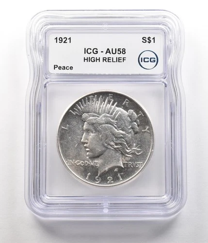 1921 Peace Silver Dollar High Relief AU58 ICG *6791