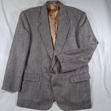 Haggar Brown Basketweave Tweed Wool Sport Coat Blazer Jacket Academia VTG