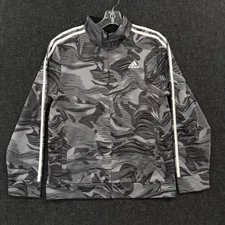 Adidas Jacket Youth XL 18/20 Gray Black Camo Tricot Training Track Pockets