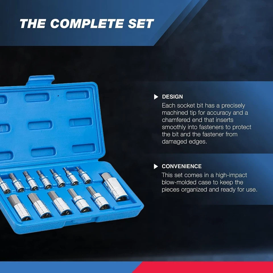 NEIKO 10074A Metric Hex Bit Socket Set | 13-Piece Set | S2 and Cr-V Steel | 1/4- - Image 3 of 4