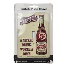 Vintage Pepsi Cola Aluminum Single Light Switch Plate Cover Made In USA New NOS