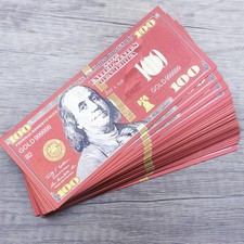 Lote 100 Piezas Nuevos $100 Dólares Billetes Rojos Dinero Billetes Artesanías Regalo Utilería Juego