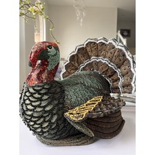 John Derian x Target Beaded Sequin Turkey Thanksgiving Fall Decoration 16in