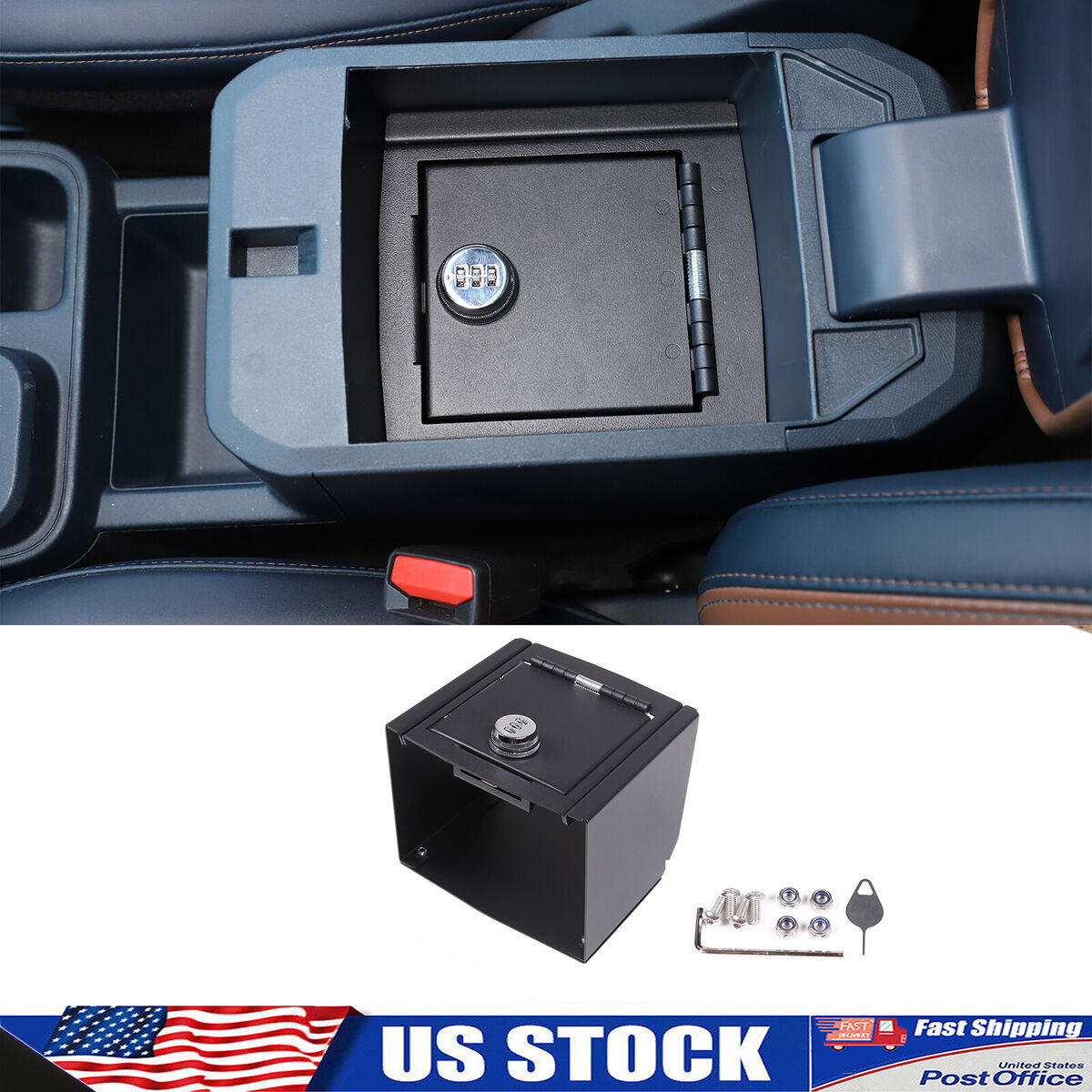 Alloy Center Console Safe Vault Locking Storage Box Fits Alloy Center Console Safe Vault Locking Storage Box Fits