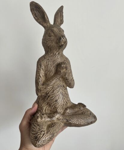 Meditierende Statue niedlicher Hase Zen Skulptur Haus Garten Hof Kunst Deko - Bild 3 von 8
