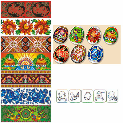 GEMISCHTE OSTEREI WRAPS FOLIE TRADITIONELLES BLUMENDESIGN ПИСАНКА ПАСХА ЯЙЦА