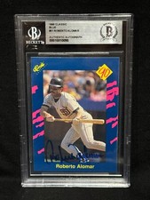 ROBERTO ALOMAR PADRES SIGNED AUTOGRAPH 1990 CLASSIC BLUE  #61  BECKETT BAS COA