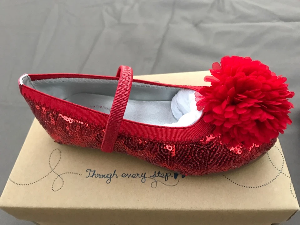 Pisos de ballet Stride Rite rojos sin cordones NUEVOS para niñas pequeñas talla 8 1/2 M ¡Oferta! Foto 2 de 4