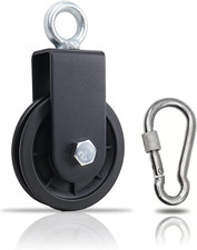 Gym Pulley System, Fitness Swivel Pulley Wheel with Hanging Strap Carabiner, Swi
