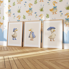 Adorable 3-Piece Nursery Duck Wall Art Set Picture Baby Print Home
