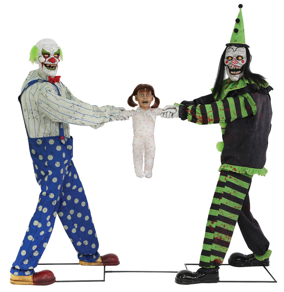 HALLOWEEN 6 FT ANIMATED TUG OF WAR CLOWN PROP Animatronic HAUNTED