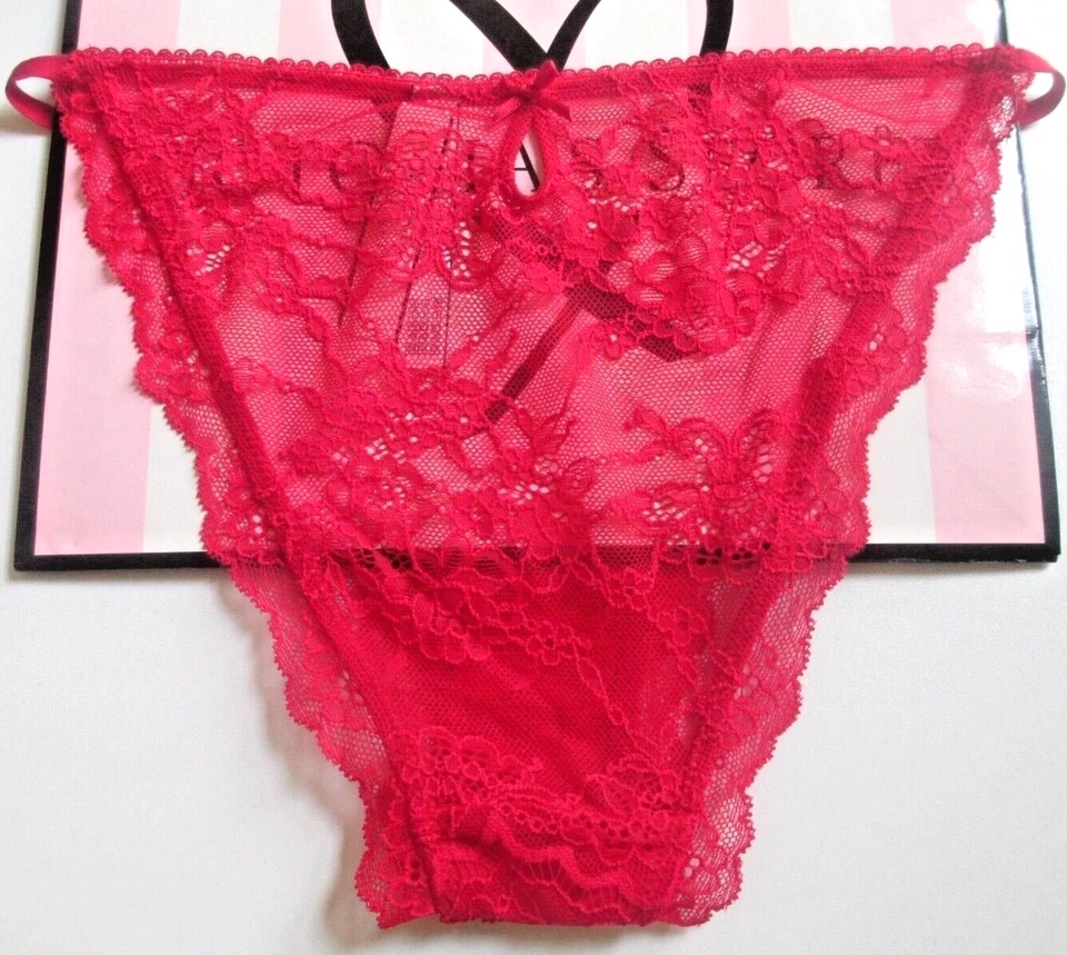 VICTORIA'S SECRET DREAM ANGELS Tanga Bikini Panty VS Rojo Encaje S M L 2XL NUEVO CON ETIQUETAS Foto 3 de 4