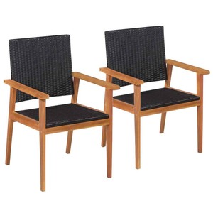 Vidaxl 2x Chaise De Jardin Resine Tressee Noir Et Marron Chaise D Exterieur Ebay