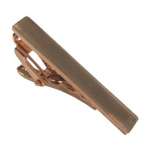 Men Gentleman Rose Gold Plain Metal Simple 1.5" Slim Necktie Tie Clip Bar Clasp