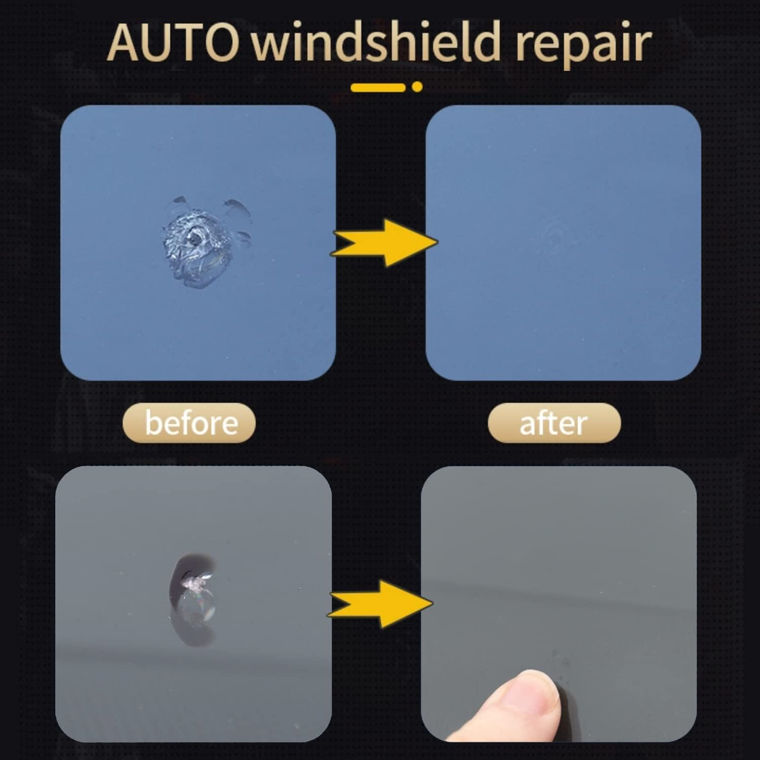 Windshield Repair Kit, Cracks Gone Glass Repair Kit Automotive Glass