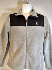 Fila Sport Women  s Size Small Fleece Jacket Full Zip Gray Black Pockets