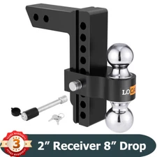 Adjustable Trailer Hitch Fit 2" Receiver 8" Drop Hitch Aluminum Tow Hitches
