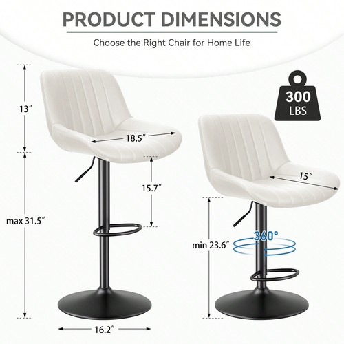 Nalupatio Bar Stools Set Of 2 Adjustable Counter Height Morden-Lightning Deals - Picture 37 of 51