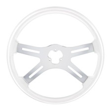 18 Glacier White Steering Wheel - 4 Spoke - Chrome Plating