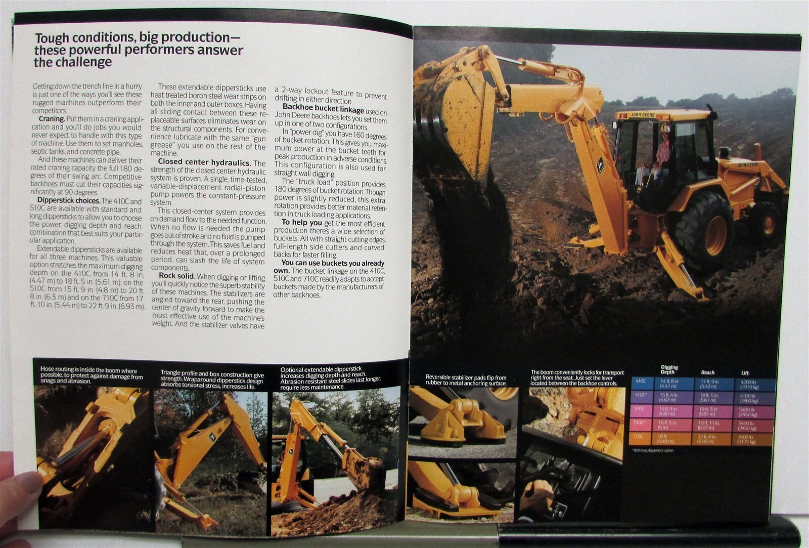 1989 John Deere 410C 510C 710C Backhoes Specification Construction Sale