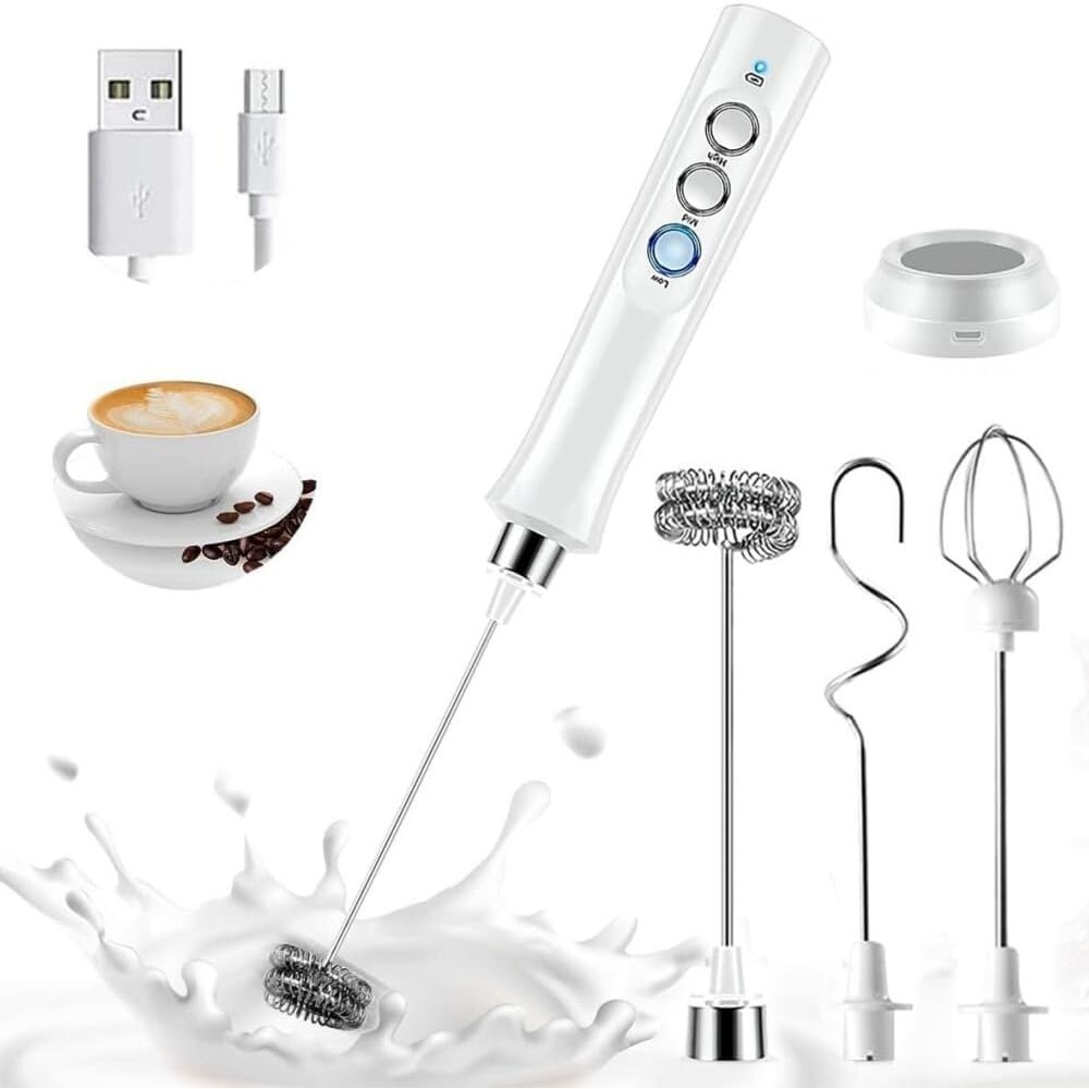 Milk Frother - USB Rechargeable for Latte, Coffee, Hot Chocolate, Matcha Blender-image