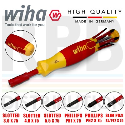 Wiha 38613 Screwdriver Phillips Slotted PlusMinus Pozidrive Headed Set 6pcs VDE