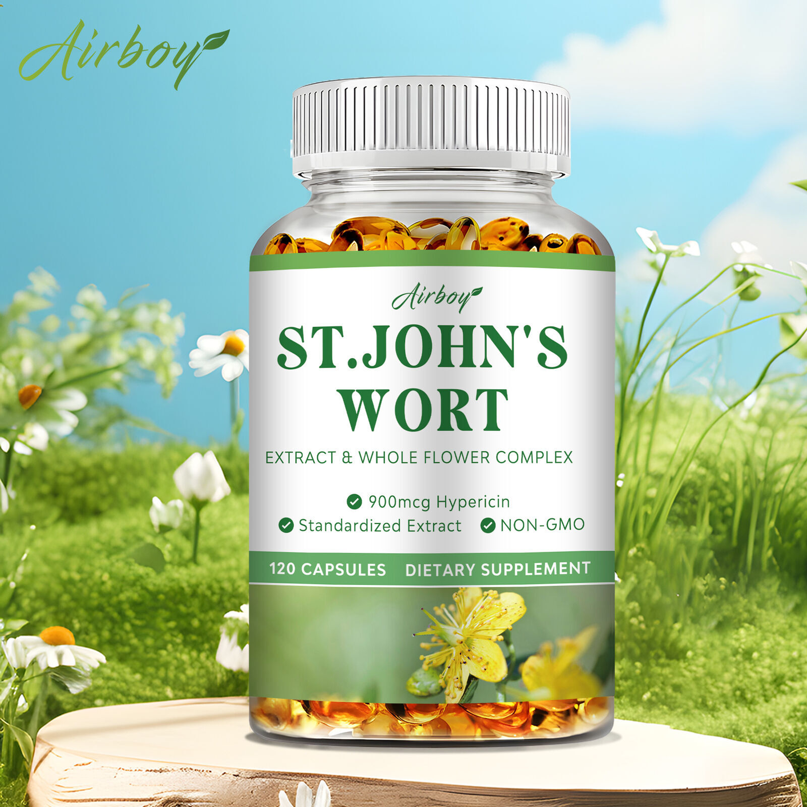 St Johns Wort Capsules 500mg - Natural Anxiety and Good Mood Support - Non-GMO