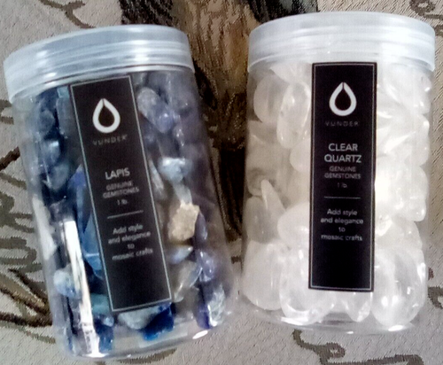 Set/ 2 Lapis & Klar Quarz ECHTE EDELSTEINE • Vunder 1 Pfund GLÄSER • Mosaik LETZTE 1