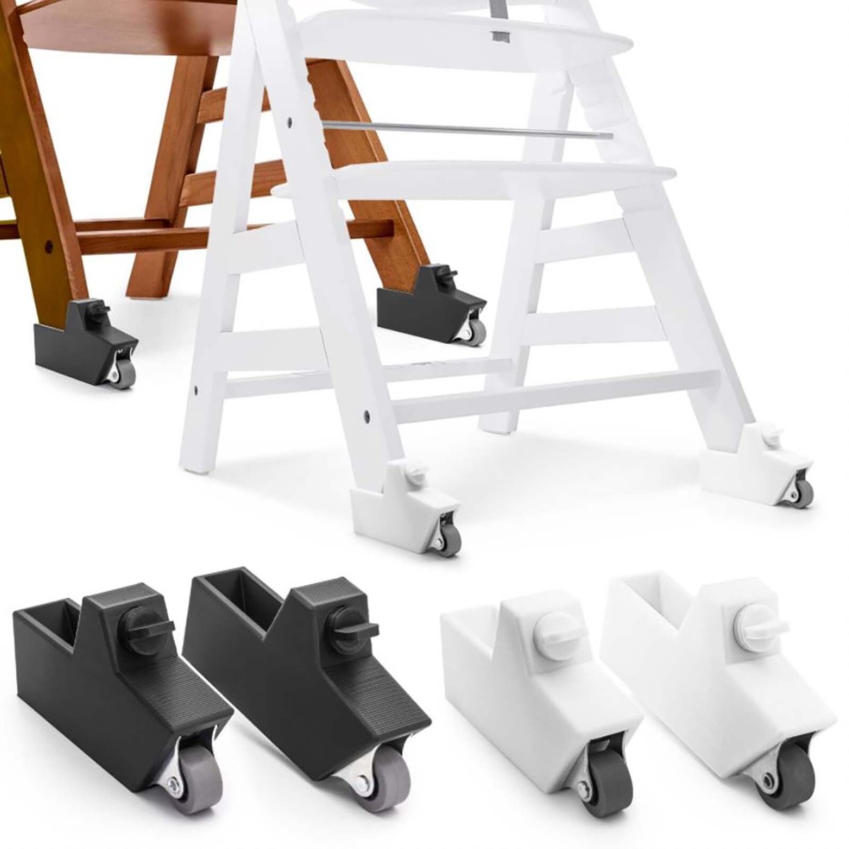 Ruote Per Seggiolone Hauck Alpha Plus - Set Bianco Con Sistema A Incastro - Foto 4