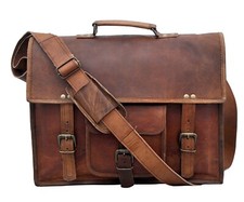 Genuine Goatskin Laptop Bag Messenger Brown Vintage Crossbody Mr...
