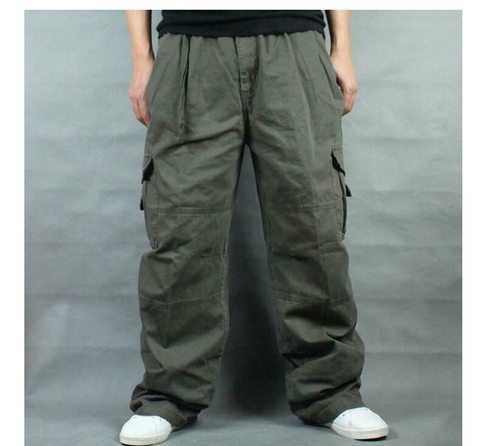 UK Mens Army Combat Loose Baggy Casual Cargo Pants Cotton Outdoor Work Trousers- - Picture 4 of 14