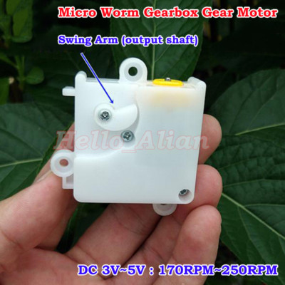 DC 3V-5V 250RPM Slow Speed Micro Worm Gearbox Gear Motor Swing Arm DIY Toy Model