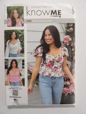 Know Me R11721 Fitted Spring Tops w Blouson Sleeves, Hem Ruffle Sz 18-26 ME2019