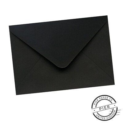 100 C6 schwarze Briefumschläge Premium Qualität gummiert - 114 x 162 mm - ca. 6  x 4 