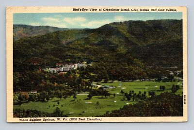 Bird's Eye View Greenbrier Hotel Club House Golf Course West Virginia Postcard