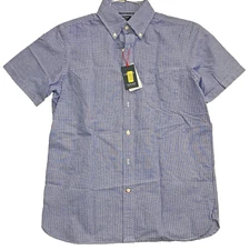 Cremieux Classics Supima Cotton Blue Short Sleeve Men's Medium Shirt NWT