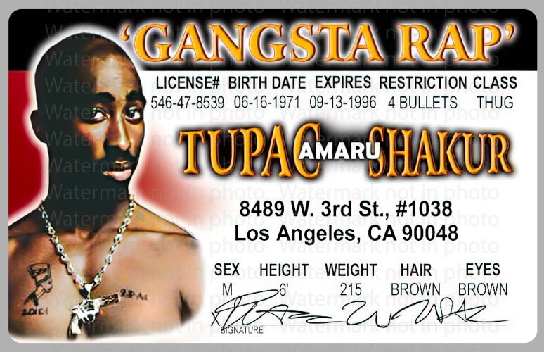 Tupac Shakur Gangsta Rap Rapper License Card Novelty ID | eBay