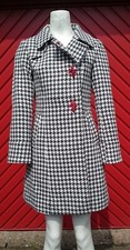 Ness Beautiful Trinity Cream Houndstooth Charcoal Coat Size 10  Rare Brand New