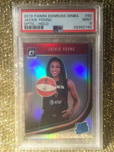 Jackie Young Las Vegas Aces 2019 Donruss WNBA Prizm Optic Holo Silver PSA 9