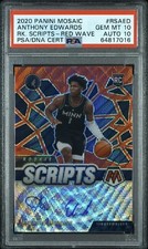 2020 Panini Mosaic Anthony Edwards Red Wave Rookie Scripts Auto #RSAED PSA 10/10