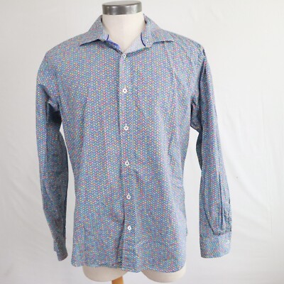 Bugatchi Shirt Mens Large Shaped Fit Casual Button Colorful Floral Long Sleeve