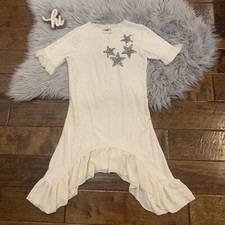 Joyfolie Girls Dress Size 10 Ivory Sequin Stars Short Sleeve Cream