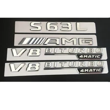 Chrome Trunk Letters Emblems Badges for Mercedes Benz S63L AMG V8 BITURBO 4MATIC