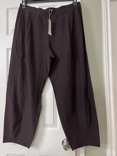S EILEEN FISHER DK BROWNSTONE WASHABLE STRETCH CREPE LANTERN ANKLE PANT W POCKET