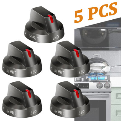 5 Pack OEM DG64-00473B Range Stove Control Knobs for Samsung NX58J7750SG/AA