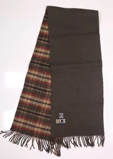 Daks of London Scarf Vintage Green Check 100% Lambswool Fringe Flannel