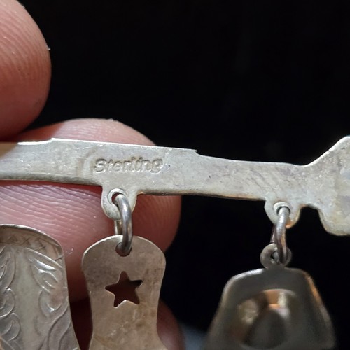 Spilla vintage argento sterling freccia cowboy sud-ovest americano charms - Foto 4 di 5