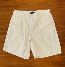VTG Polo Ralph Lauren Tyler Shorts Sz 38 Fits 35 Pleat Green Seersucker Stripe